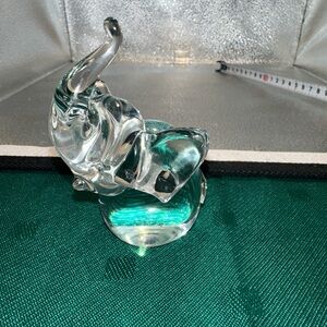 Vintage Clear Art Glass Elephant Paperweight